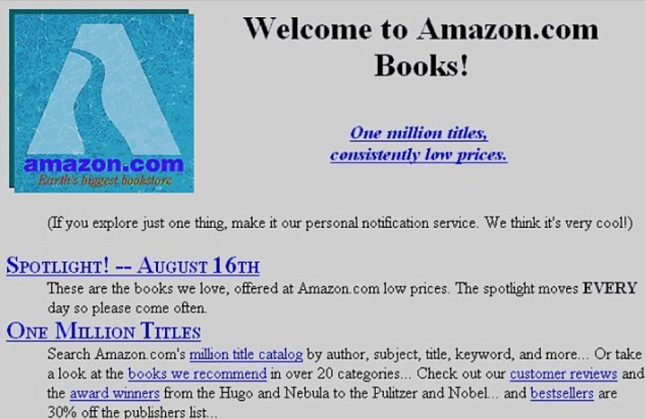 original Amazon user interface 1990s