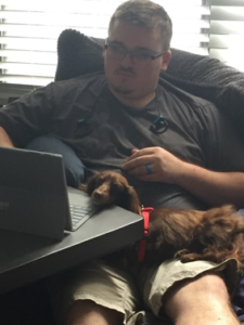 Dave and pup at laptop